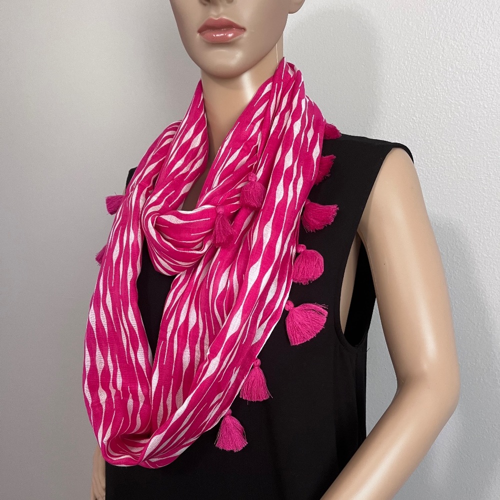 Echo Pink Tasseled Infinite Loop Scarf